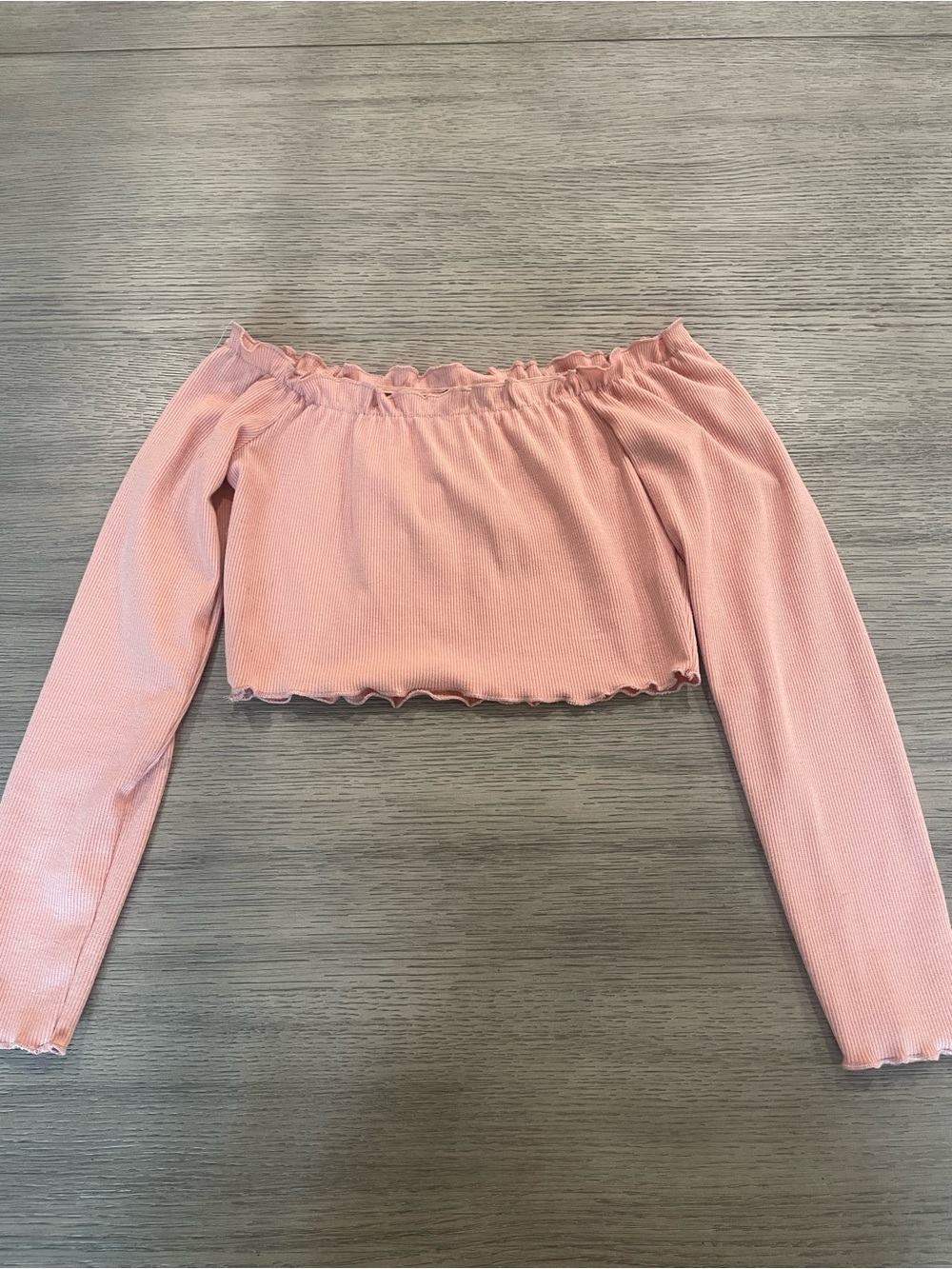 SHEIN Dusty Rose Ribbed Off-Shoulder Crop Top